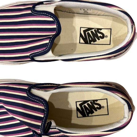 Vans Striped Slipped-on Sneakers, Size 7.5, Excellent Used Condition - Picture 2 of 8